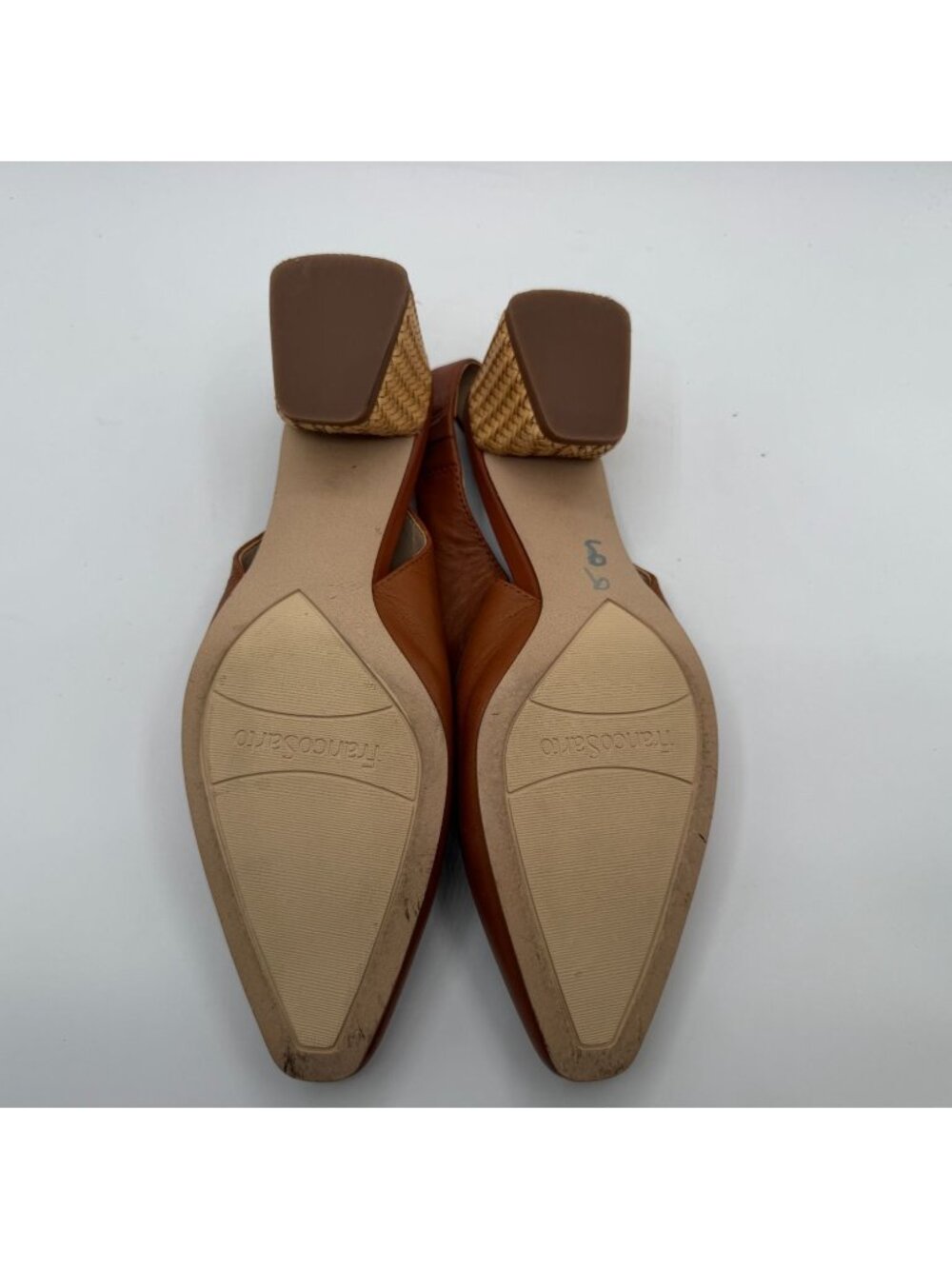 Franco Sarto Jonia Low Heel Brown Leather Slingback Pump Women Size 6.5M Career - Picture 12 of 16